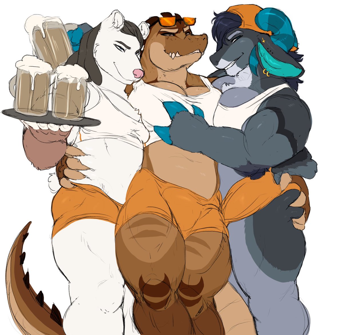 OrionTheRam's tweet photo. Who doesn't love their fair share of himbos?

Other two studs are @/the.moistiest.boi on instagram and @Kraze_Khaos (twitter/insta)

The absolutely incredible art is done by @sabbasarts!! https://t.co/DAUNVQxUgZ