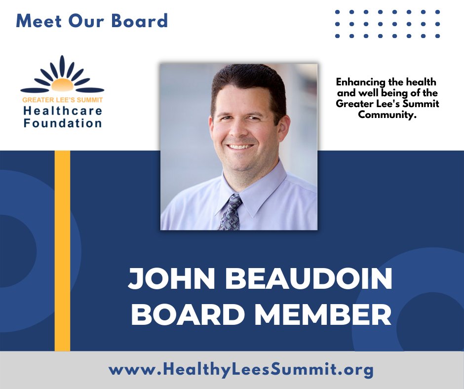 HealthyLSFound's tweet photo. #MeetOurBoard. John has professional expertise in media. He joined the Board in 2013. Read more at https://t.co/t4wYxaEKcU #HealthyLeesSummit https://t.co/lXplDO8rMU