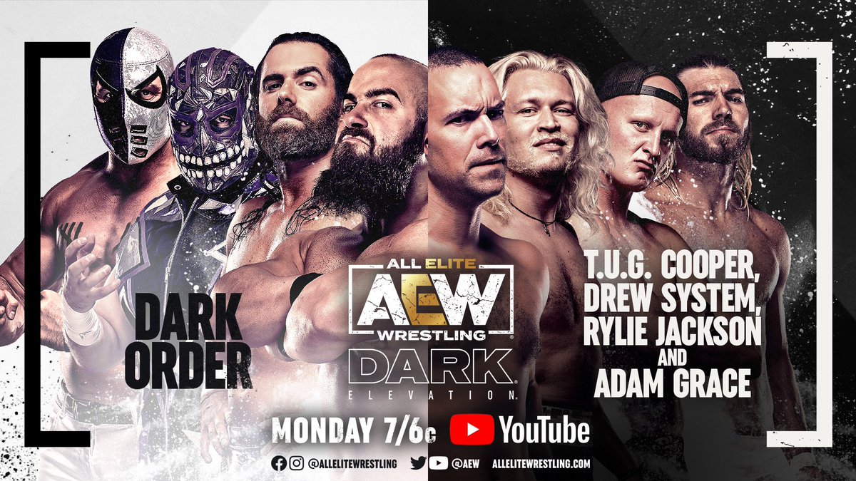 JoeScottMFC's tweet photo. Tonight #AEWDarkElevation
@Pres10Vance, @EvilUno, @YTAlexReynolds & @SilverNumber1 v #TUGCooper, @NotoriousSystem, @TheYoungGunRJ & @AGraceOfficial https://t.co/At812dVsRG