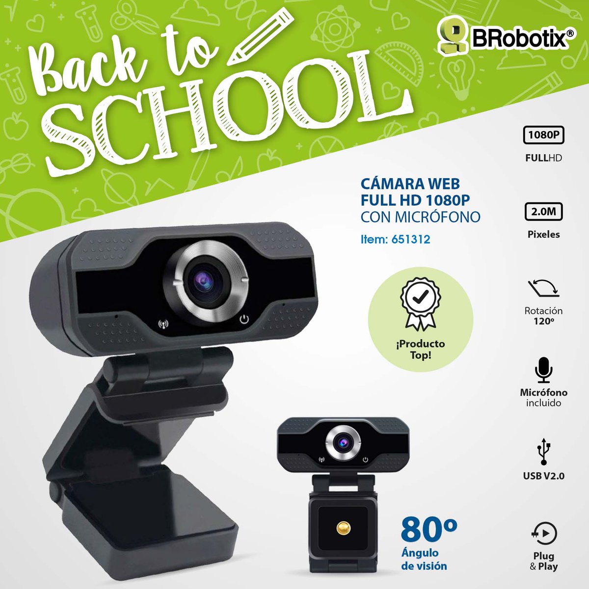 🎒📝📚 ¡Prepárate para el Regreso a clases! ✅ La WEBCAM Full HD 1080P con micrófono #BRobotix es tu solución en conferencias, videollamadas, clases online, modelo híbrido en escuelas y más.
#camaraweb #videoconferencia #videollamada #regresoaclases #backtoschool #somossoluciones