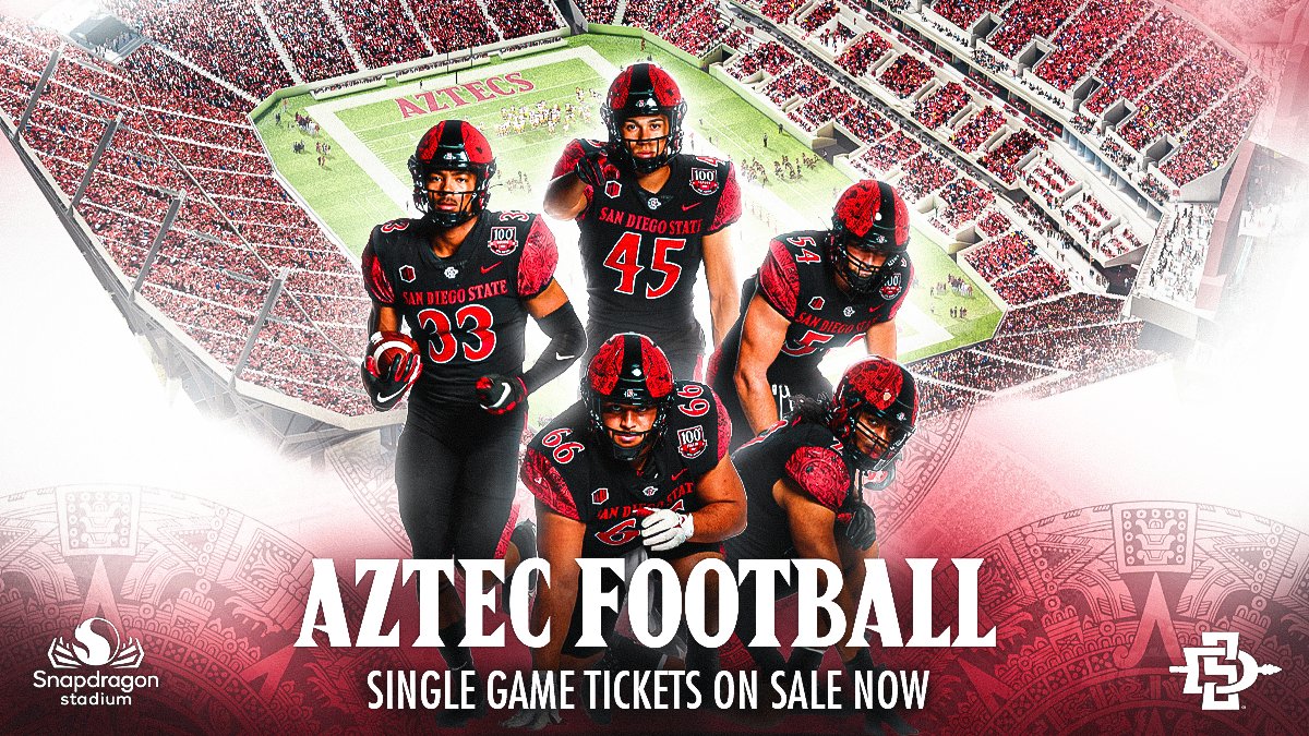 🚨 Single game tickets are now on sale for all 7⃣ of our home games at @SnapdragonStdm! 🚨 👉 GoAztecs.com/FBSingleGameTix #TheTimeIsNow