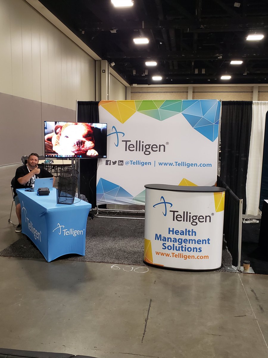 BrianBarryHCIT's tweet photo. @chrisenglish hard at work getting set up for #MESC! @Telligen https://t.co/FvKUopHIsG