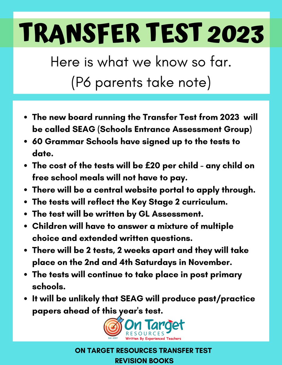 tuitionlisburn's tweet photo. Read the latest news on the SEAG Transfer Test which will be sat by children in 2023.  👉https://t.co/abjD9prNby
It's not great news really as it seems there will be no practice papers provided. https://t.co/J5dQ2d4SrI