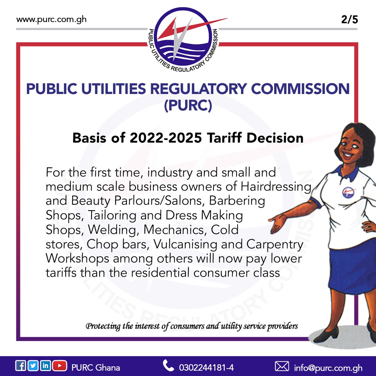PURC_Ghana's tweet photo. Basis of the 2022-2025 Major Tariff Decision. https://t.co/EWOs9xc3qv