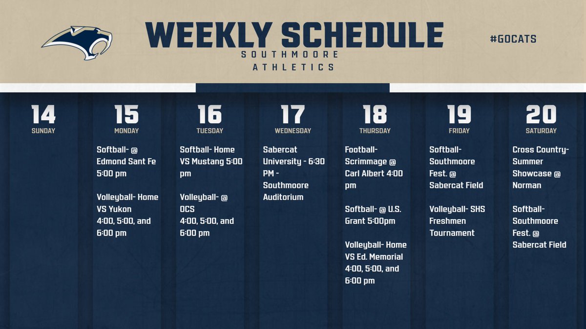 sabercatsports's tweet photo. Busy first full week of school for Sabercat athletes. Check is out at an event this week. https://t.co/B12h0zJMkf