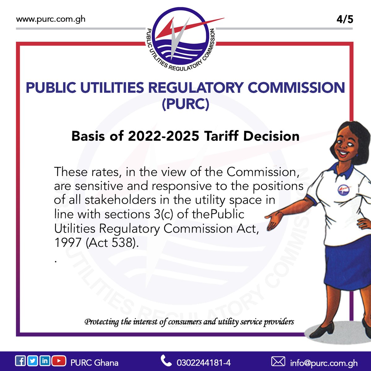 PURC_Ghana's tweet photo. Basis of the 2022-2025 Major Tariff Decision. https://t.co/EWOs9xc3qv