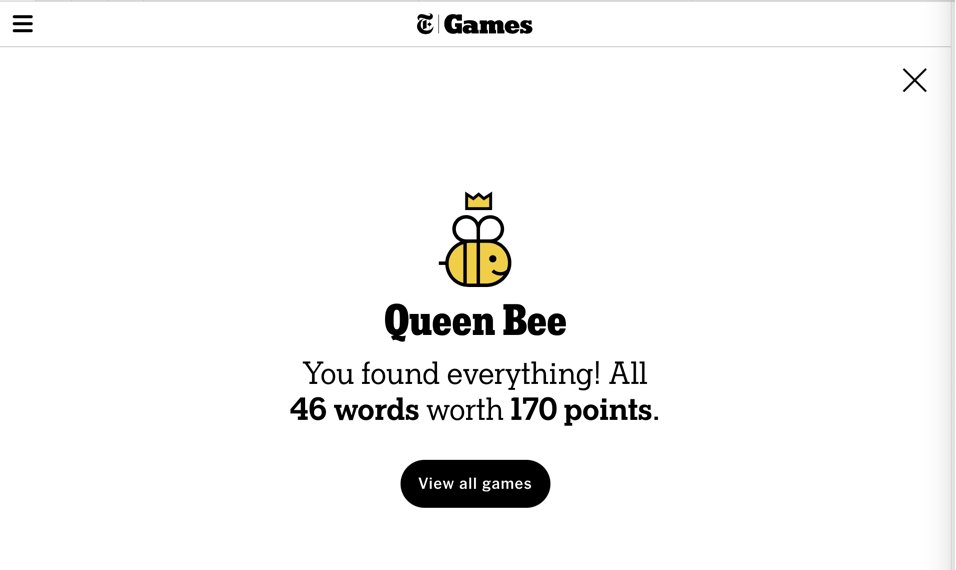 trekkxx's tweet photo. My first coronation, I had help from my ancestors!
@NYTGames
 #hivemind #nytspellingbee #spellingbee #nytbee #nytsb https://t.co/vsKwbhdDuI