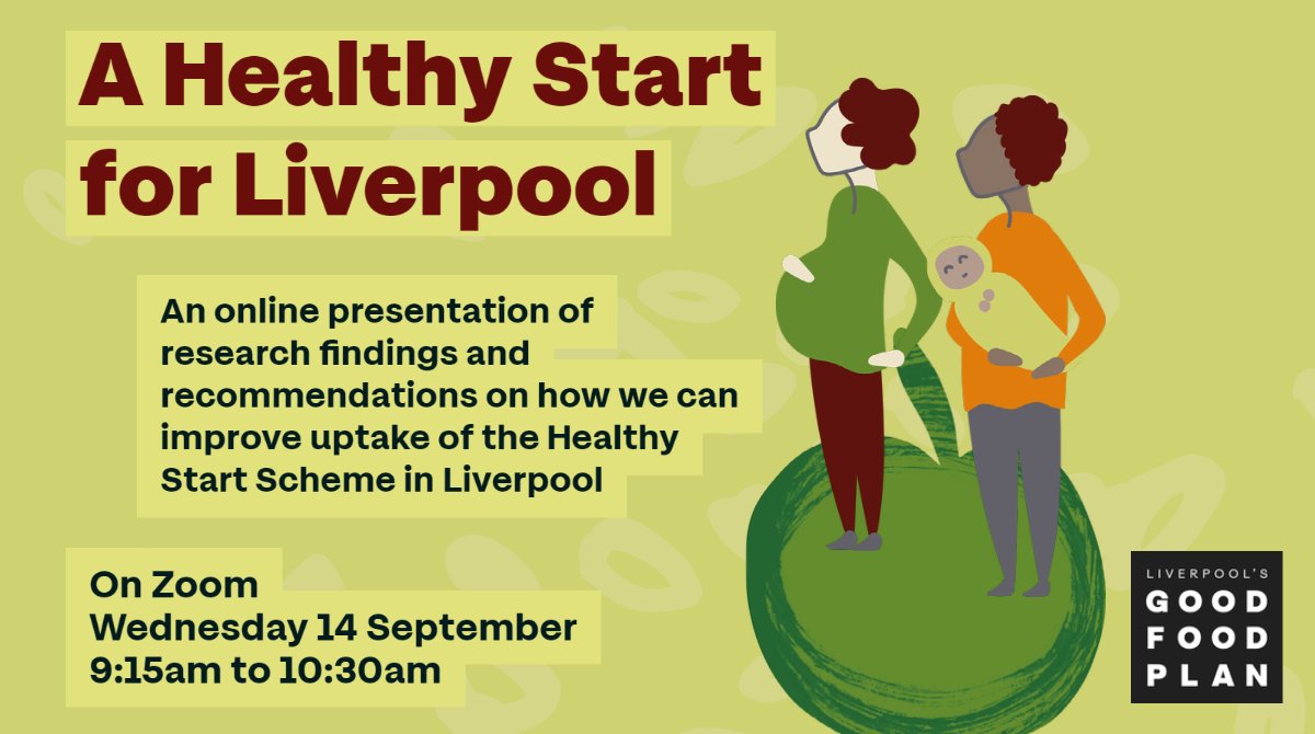 Join our online presentation A Healthy Start for Liverpool, Wed 14 Sept, &amp; hear about the findings &amp; recommendations of a research project with the aim of increasing uptake of Healthy Start across Liverpool
 
Register to attend through Eventbrite here 👇
🔗eventbrite.co.uk/e/a-healthy-st…