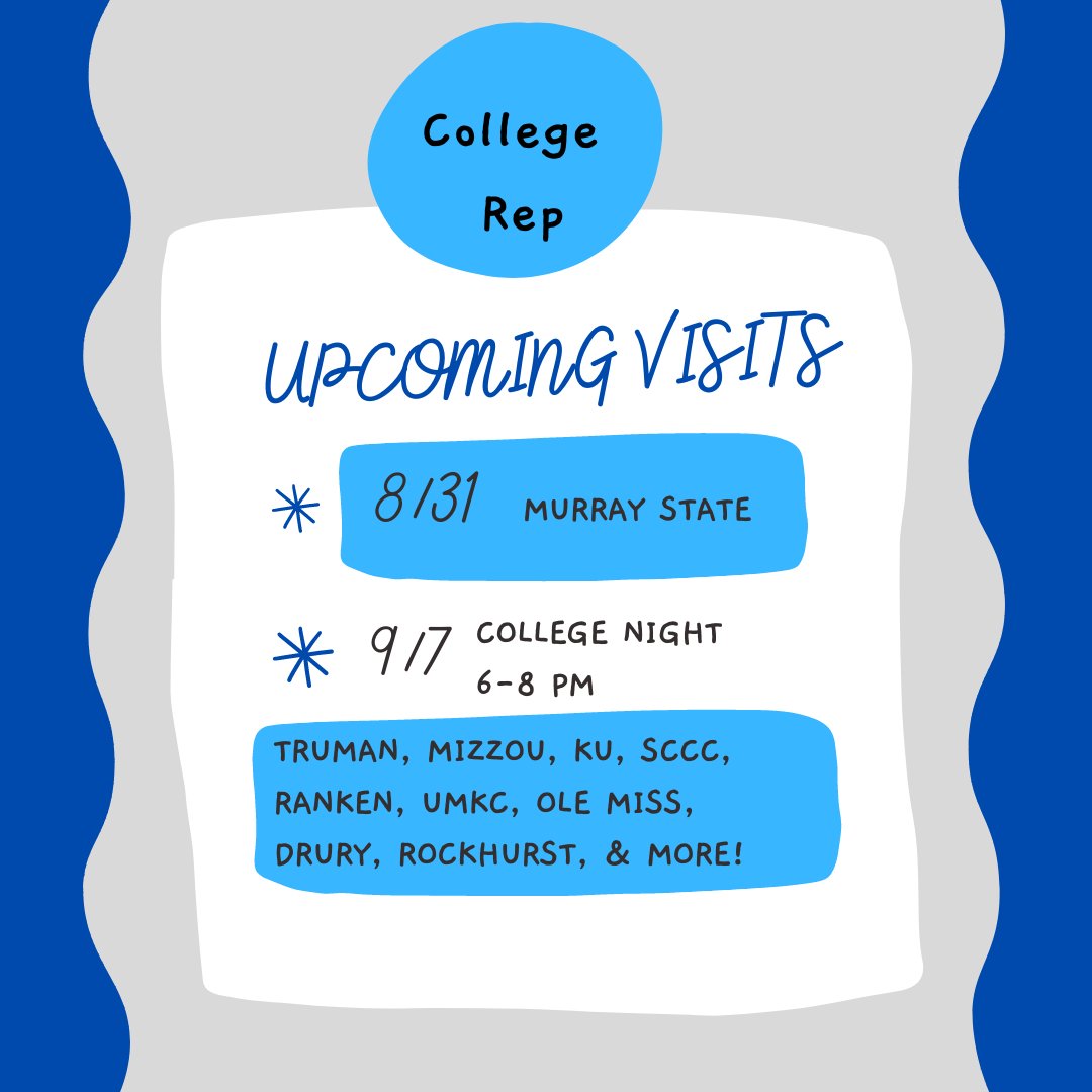 College Representatives will start visiting soon...