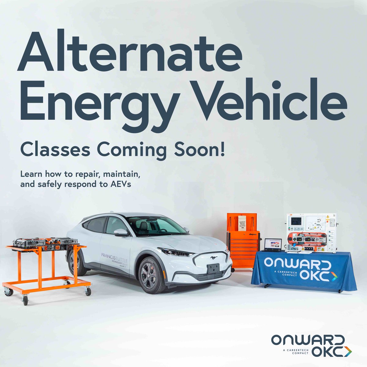 MooreNormanTech's tweet photo. Beginning in November, #OnwardOKC will provide #training classes for alternative energy vehicles that will be available for first responders, with hands-on teachings on how to prepare, maintain and safely respond to #AEVs. - stay tuned for more details! https://t.co/tLnOWUew6f