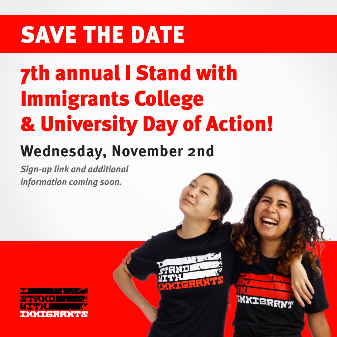 Students &amp; educators have been asking, "When is the 2022 #IStandWithImmigrants Day of Action?"

Mark your calendars for November 2nd! 

Details and sign-up info coming soon. Follow <a href="/IAmAnImmigrant/">#IAmAnImmigrant</a>  and <a href="/FWDus/">FWD.us</a>  to stay in the loop.