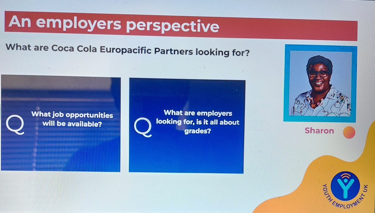 Laura-Jane Rawlings MBE DL (@ljrawlings) on Twitter photo <a href="/YEUK2012/">Youth Employment UK</a> are hosting the 1st of our results day webinars.
Right now we are hearing from youth-friendly <a href="/CocaColaEP/">Coca-Cola Europacific Partners</a> <a href="/SBlyfield/">Sharon Blyfield OBE</a>
#exams2022 #alevels2022 #TLevels #apprenticeships
<a href="/educationgovuk/">Department for Education</a> <a href="/YEUK2012/">Youth Employment UK</a> are hosting the 1st of our results day webinars.
Right now we are hearing from youth-friendly <a href="/CocaColaEP/">Coca-Cola Europacific Partners</a> <a href="/SBlyfield/">Sharon Blyfield OBE</a>
#exams2022 #alevels2022 #TLevels #apprenticeships
<a href="/educationgovuk/">Department for Education</a>