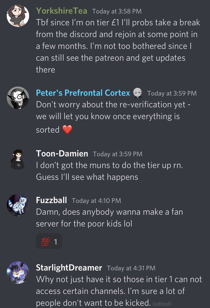 YBFServerLeaks's tweet photo. #2
The Your Boyfriend Server is now forcing those of its members who wish to continue to have access to the server to pay at least $5 for a Patreon Tier instead of $1.

There is a bot that will be put into the server to make sure of this.
#YourBoyfriendGame
#YourBoyfriendPeter https://t.co/N0Pt6kCMC3