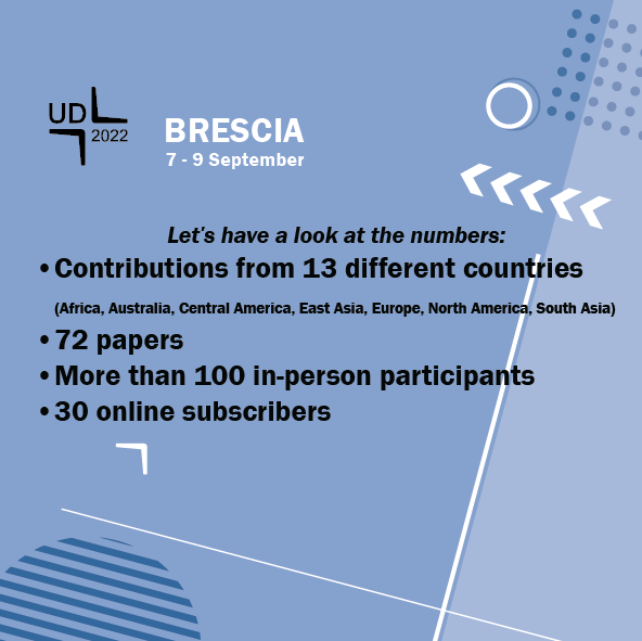 UD2022: let's have a look at the numbers!
BRESCIA, from 7th to 9th September
Follow us! More posts with information and updates in the coming days
#UD2022 #UniversalDesign #Internationalconference #universityofbrescia #conferenceinitaly #brescia #italy #unibs