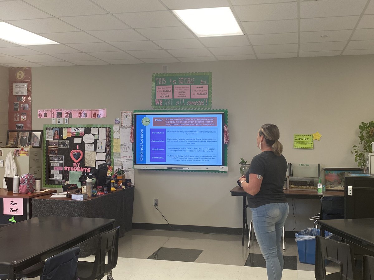 Doc_Lowry's tweet photo. Our classroom tech designer, Ms. Jackson @JacxonTECH, helping our teachers go to infinity and beyond! @WoodCreekJrHigh @JaySonnenburg #wcjhhowlout #NextLevelTeaching https://t.co/nmYNYgkCvQ