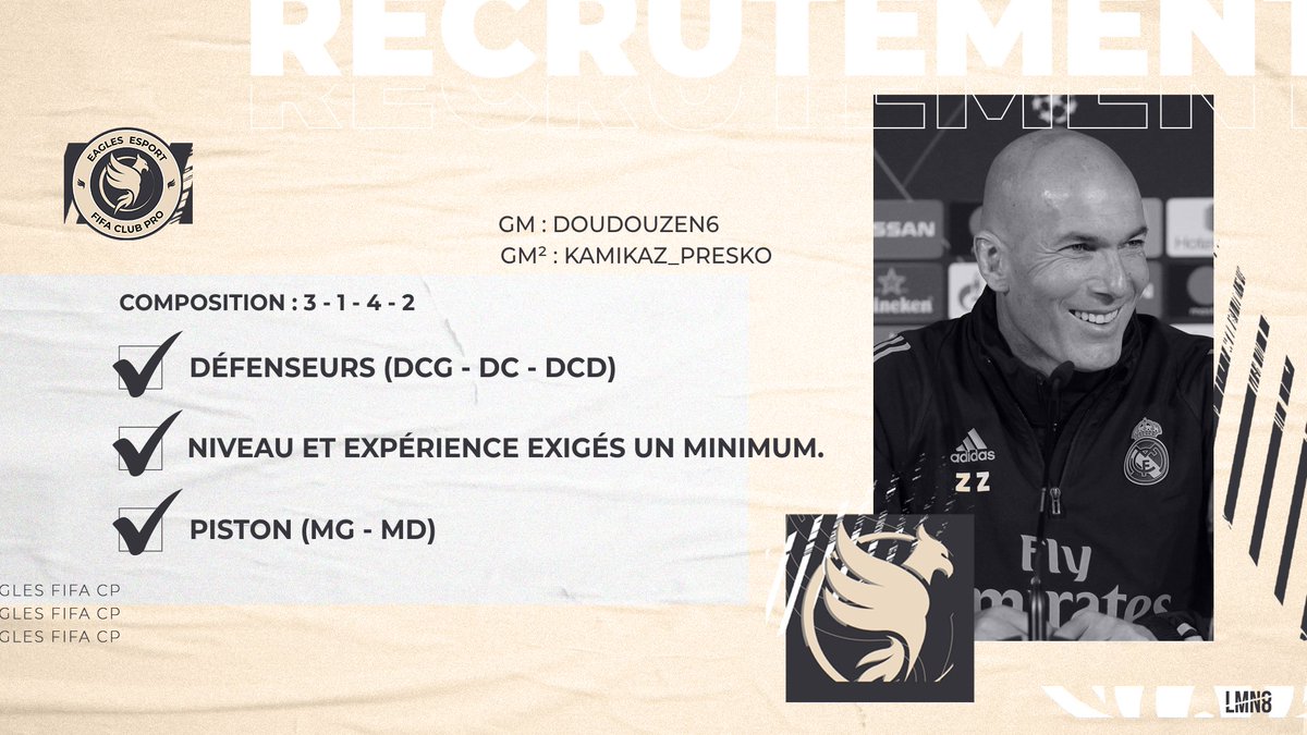 EaglesFifa's tweet image. Eagles eSport,
Recherche des joueurs sérieux pour le prochain #FIFA23.

*Critère : 
☆ Maîtrise de son poste. 
☆ Avoir + de 18  ans .
☆ Micro Obligatoire
☆ Disponibilité 3/4 jours.

Compétition prévu sur FIFA 23 :
☆  VPG FRANCE - BELGIQUE - SUISSE

Me contacter en DM.