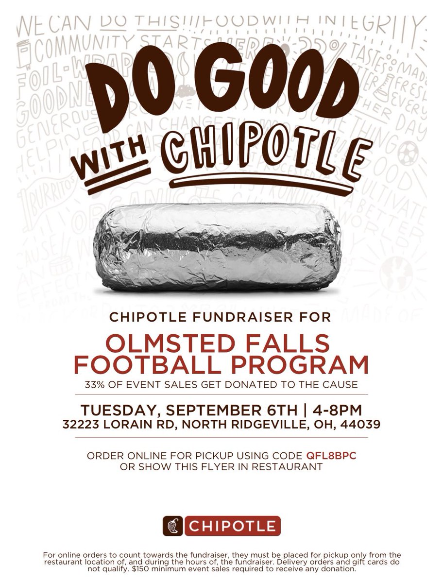 OFFootballMoms1's tweet photo. Please consider supporting the Bulldogs with Chipotle https://t.co/G2x3uqeDXy