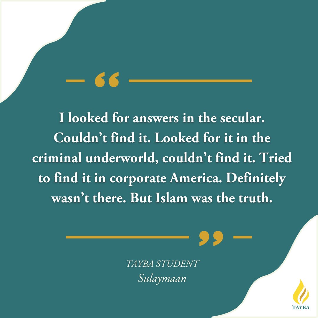 TaybaFoundation's tweet photo. Tayba student Sulaymaan looked for answers everywhere until he found the truth within Islam. Let us know some key moments on your journey or if you're a convert, what lead you to Islam?
#taybastudentents #prisonrehabilitation #forgiveeveryone #incarceration #massincarceration https://t.co/4pDmsQ4yHr