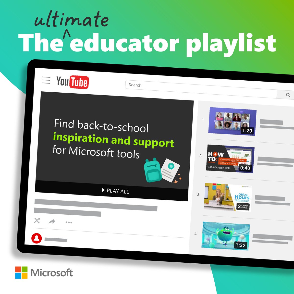 MicrosoftEDU's tweet photo. Our back-to-school YouTube playlist has tons of great resources you can use in your classroom all year long.
Check out videos on #MicrosoftTeams, Immersive Reader, and more: https://t.co/Dt623zVv7w
#MicrosoftEDU https://t.co/NTHHifZaEJ