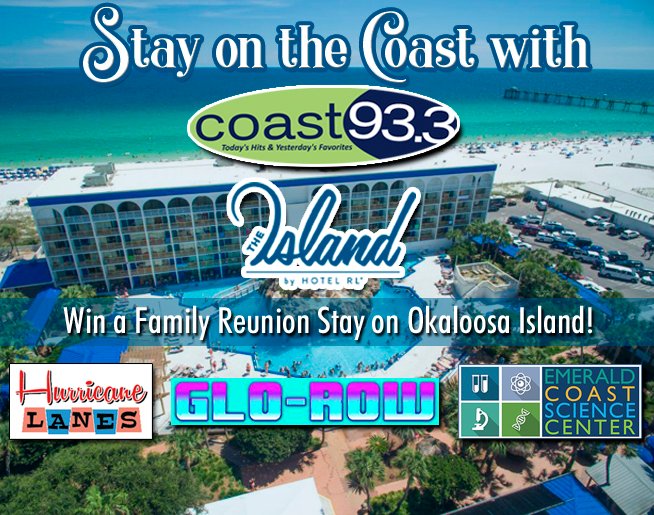Your final chance to sign up for a family staycation at The Island Resort on Okaloosa Island is this week! Win 4 rooms and passes for fun activities while you Stay on the Coast.  Details at WNCV.com