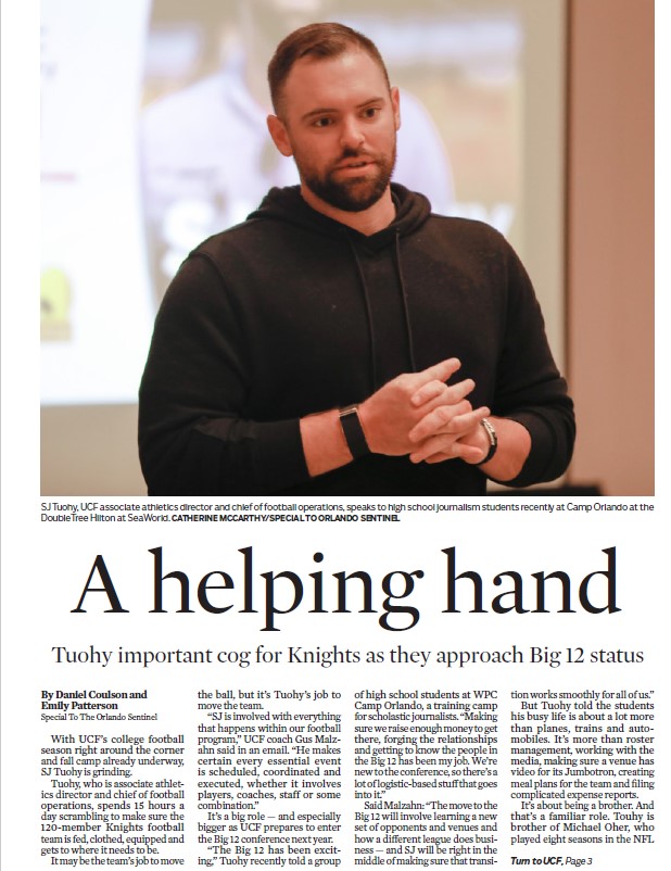 We want to shoutout Daniel Coulson from Zephyrhills HS and Emily Patterson from Haggerty HS for being published in The Orlando Sentinel! Their outstanding article was written during our Camp Orlando when they were able to interview SJ Touhy. #Walsworth #Yearbooks