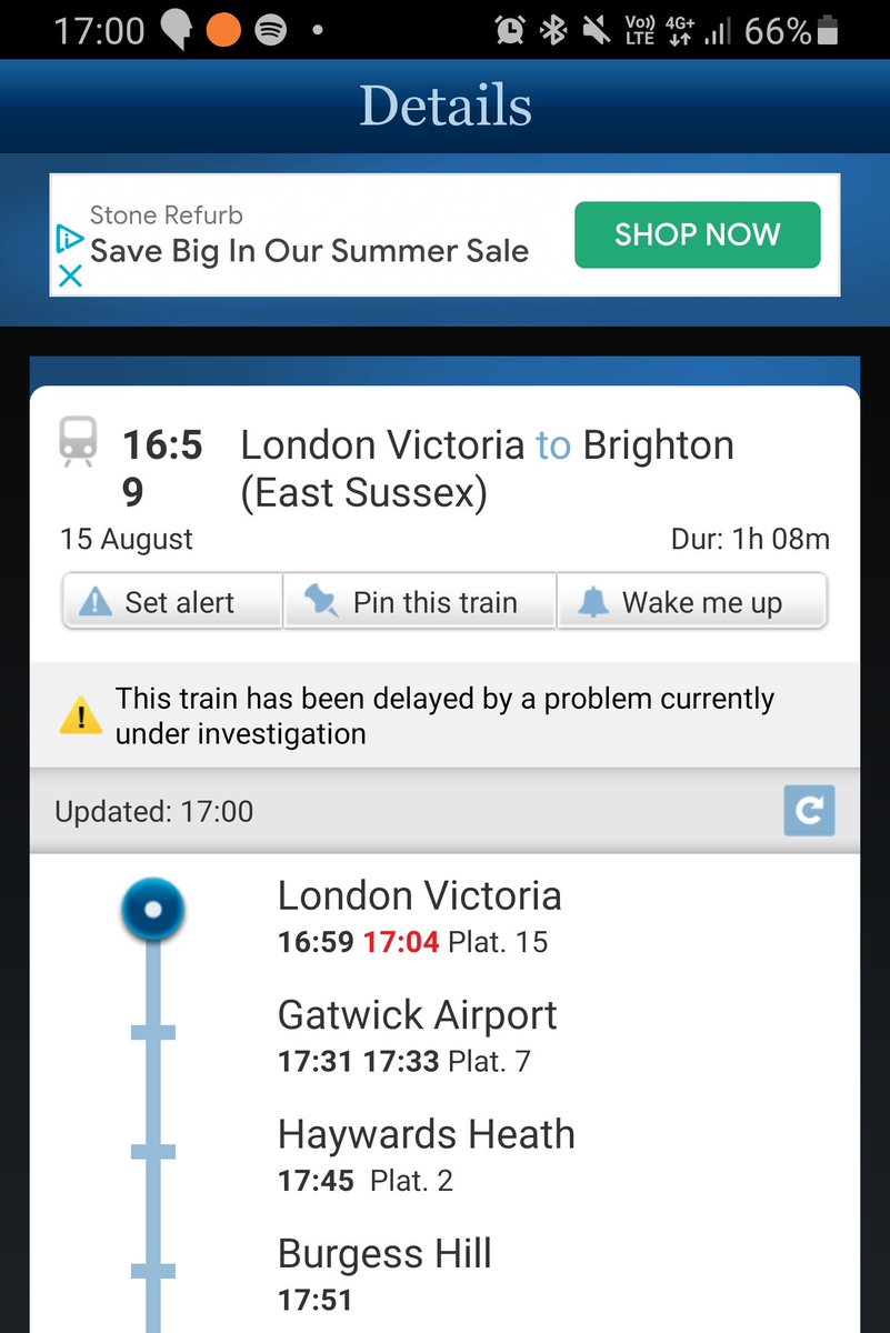 learnonthetrain's tweet photo. Still a premium service from @GatwickExpress - 16:29 cancelled, 17:00 listed as leaving at 17:04 for at least 30 minutes until 17:00 when it departs on time/4 minutes earlier than listed. #SouthernFail https://t.co/LrzEv2xtN9
