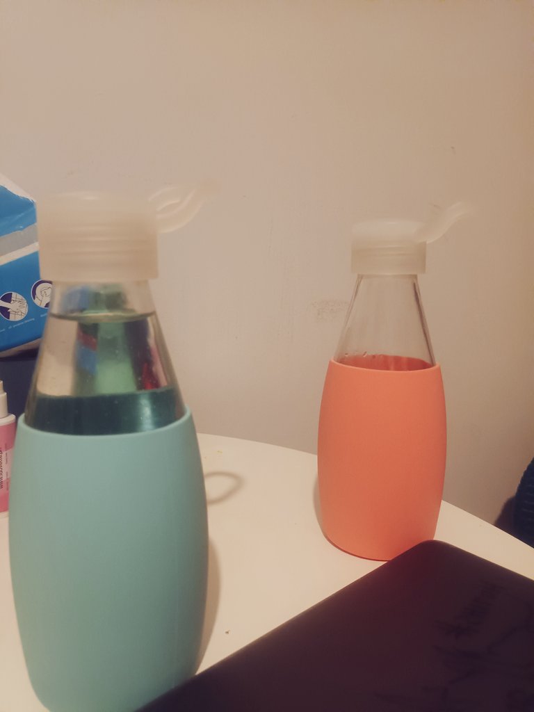Fem_Shepard_'s tweet photo. Os voy a contar una cosa graciosa que ha pasado pero que creo que describe muy bien mi relación con mi novia:
Nosotras tenemos estas botellas a juego, esta mañana cuando estaba haciendo el desayuno solo una de las botellas,la rosa (la mía) tenía tapón.
No encontraba el otro tapón https://t.co/W2VQAyQhQL