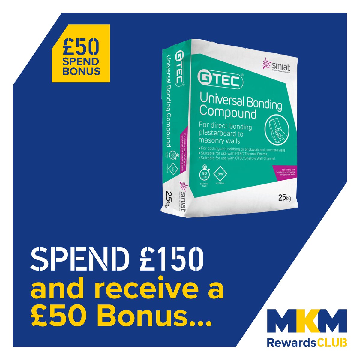 mkmbs's tweet photo. 🌟 R E W A R D S 🌟

We're giving you a chance to boost your rewards pot this month: we'll automatically add £50 bonus spend to your Rewards Club account when you spend £150* or over on Siniat Bonding Compound between 1st - 31st August 😎 https://t.co/z6dj2rCThj
