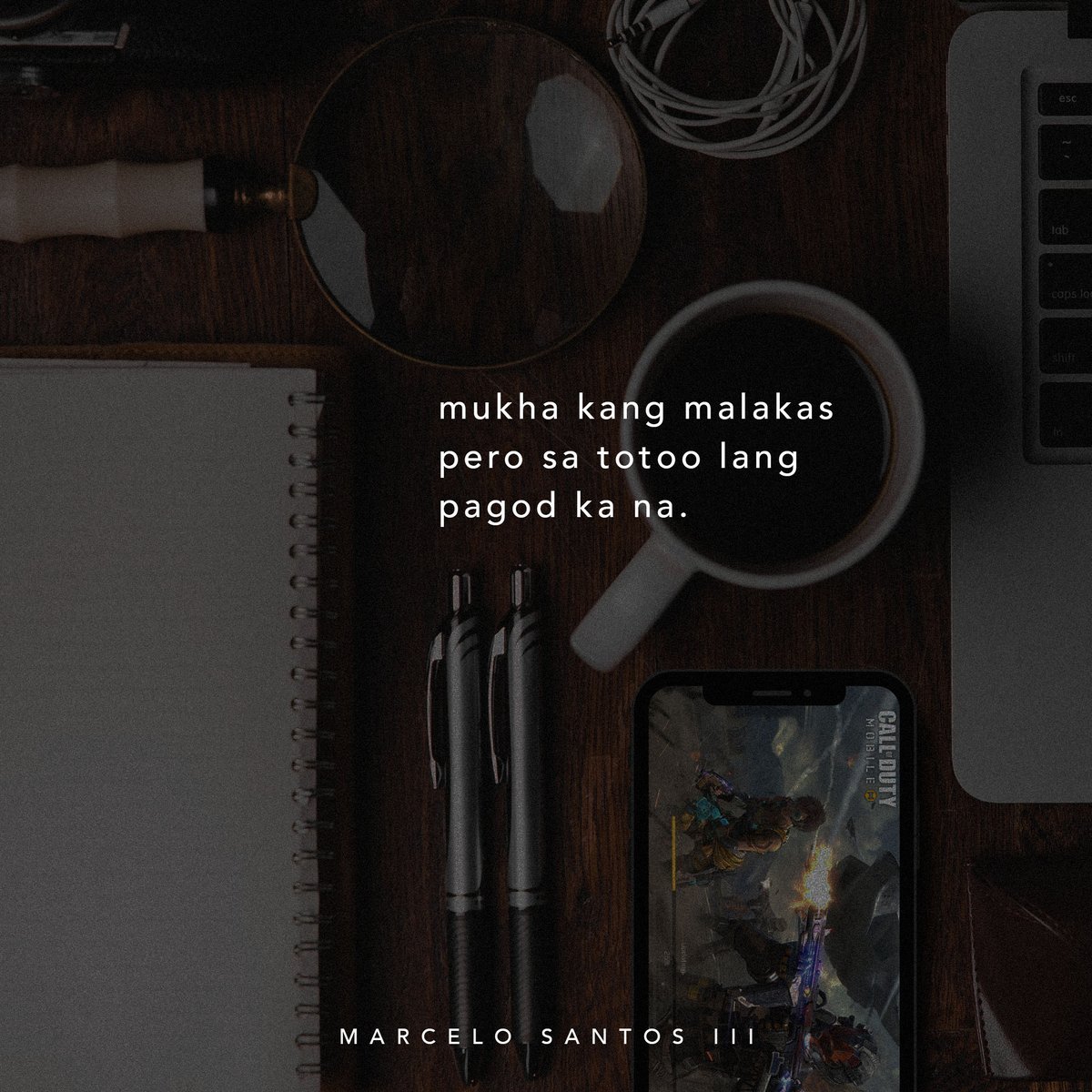 akoposimarcelo's tweet photo. Malakas lang tayo sa panlabas pero sa totoo lang, pagod na tayo. Ramdam ko ang pagod mo. Pahinga muna siguro. https://t.co/2RQURDuKuG