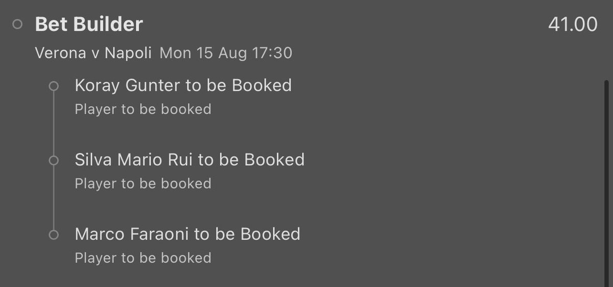 LPTipster's tweet photo. VERONA VS NAPOLI PLAYER BOOKING LONGSHOT 🇮🇹 

0.20 UNITS EACH 💰

Like and follow if you’re on ❤️‍🔥

#GamblingTwitter #inplay https://t.co/LFCgsL9zJd