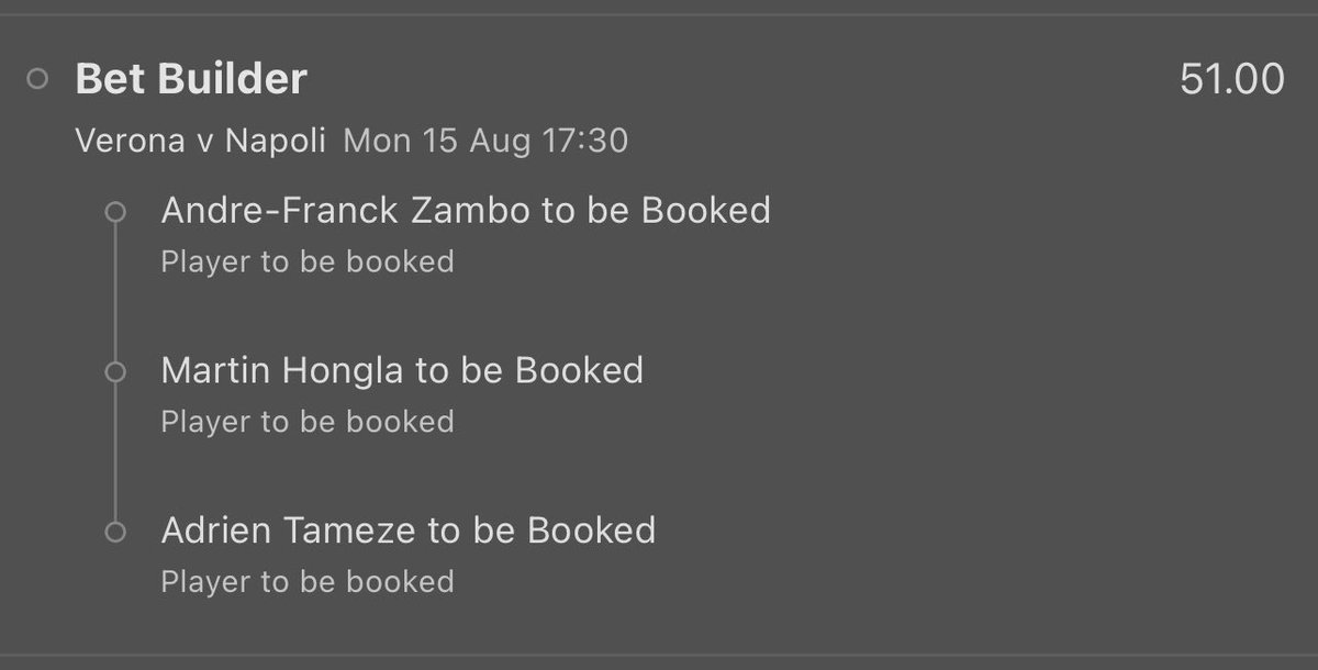 LPTipster's tweet photo. VERONA VS NAPOLI PLAYER BOOKING LONGSHOT 🇮🇹 

0.20 UNITS EACH 💰

Like and follow if you’re on ❤️‍🔥

#GamblingTwitter #inplay https://t.co/LFCgsL9zJd