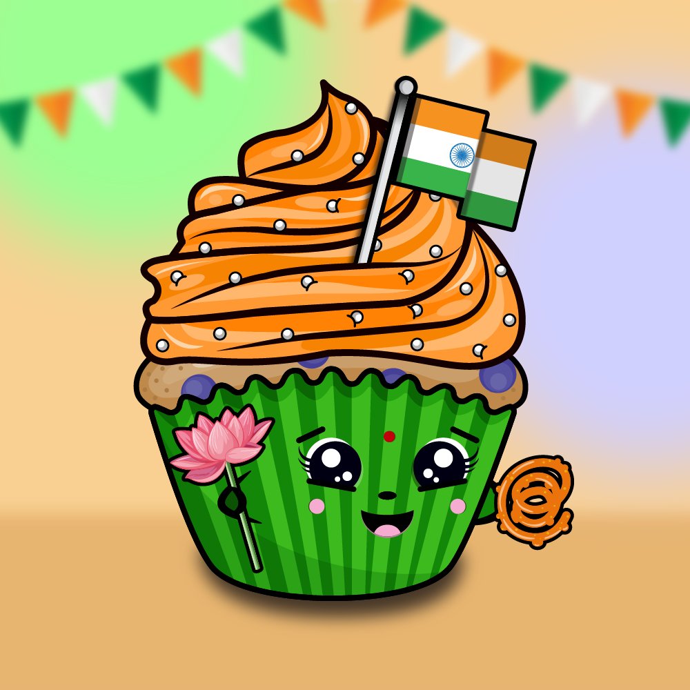🧡🤍💚 Happy Independence Day to our fellow Indians! 🇮🇳🎉
.
.
.
#JaiHind #indiaIndependenceDay2022 #India #indianfood #TheCupcakeryNFT #NFT #NFTCommunity #cupcakenft #dessertnft #foodnft #nftart #illustration #jalebi #jalebibaby #nftcollection  #lotusflower