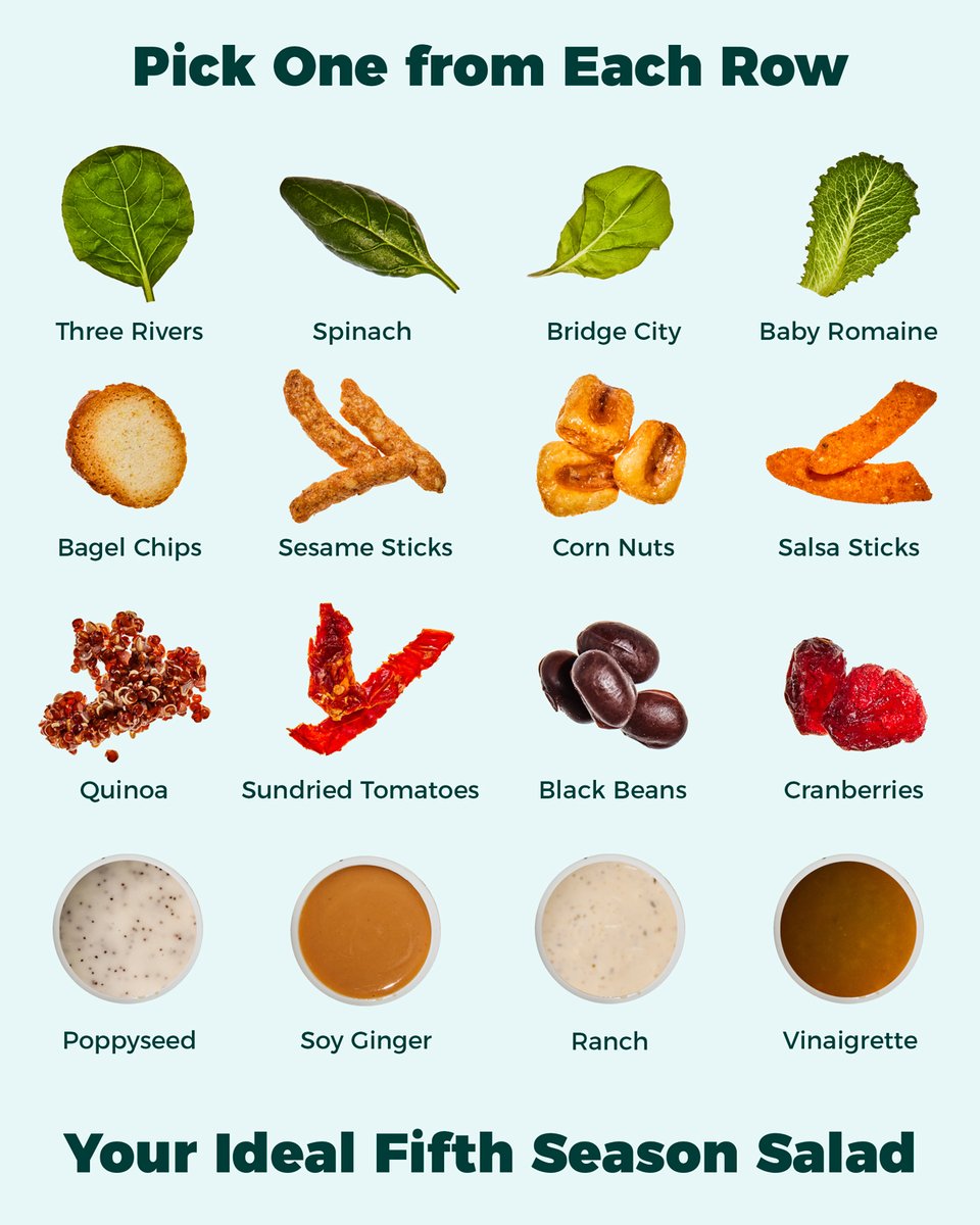 eatfifthseason's tweet photo. It's like Choose Your Own Adventure...but for salad. What's your perfect combo? https://t.co/Kqr7IHgdkZ