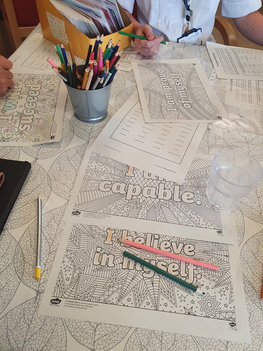 Robinward24's tweet photo. Kingsley ward patients enjoying the OT Monday Motivation session with TTI Stef, patients enjoying colour therapy #patientactivity #MentalHealthMatters #wellbeingandrecovery @MillbrookOt https://t.co/6hvfqjEaek
