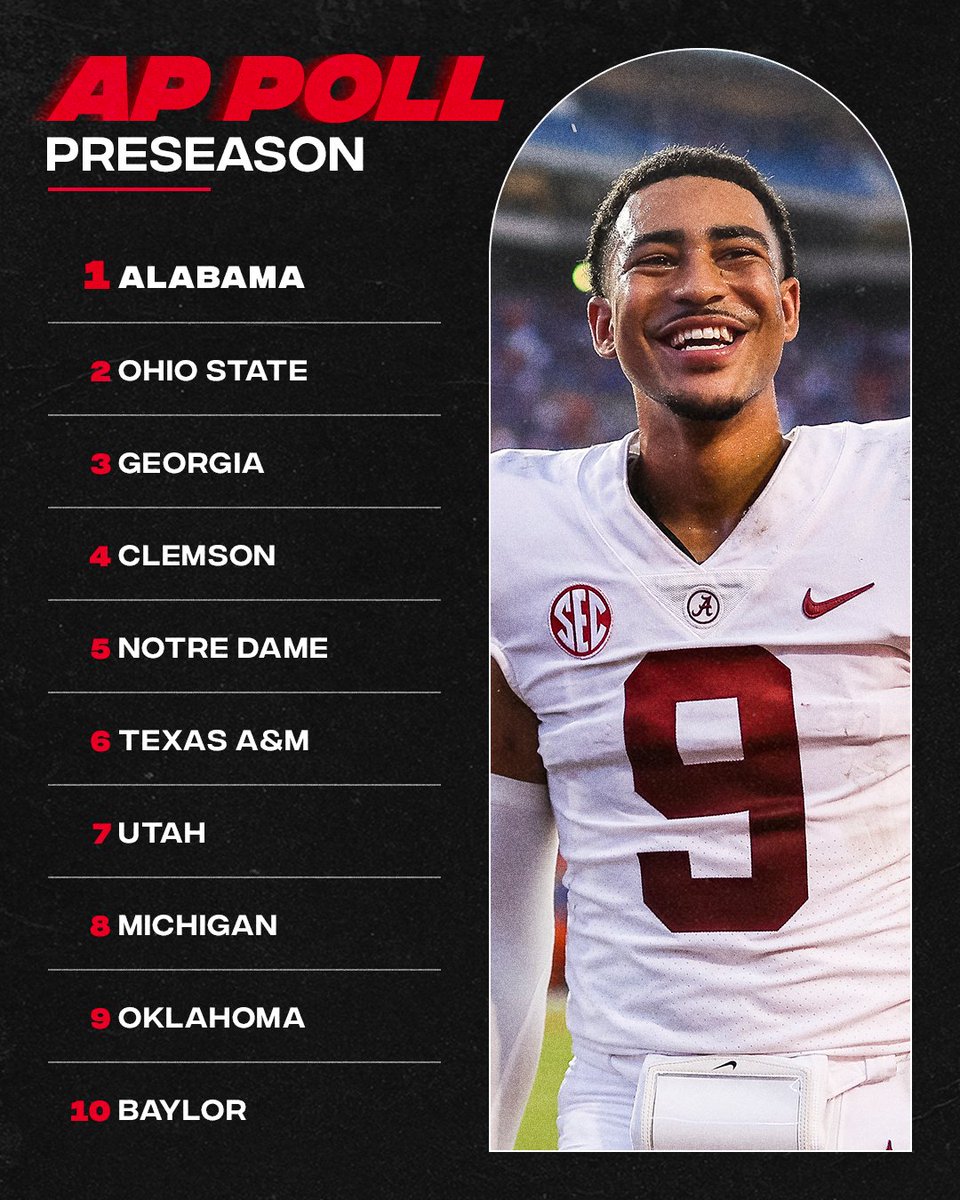 ESPNCFB's tweet image. The first AP Poll of the season is here 👀
