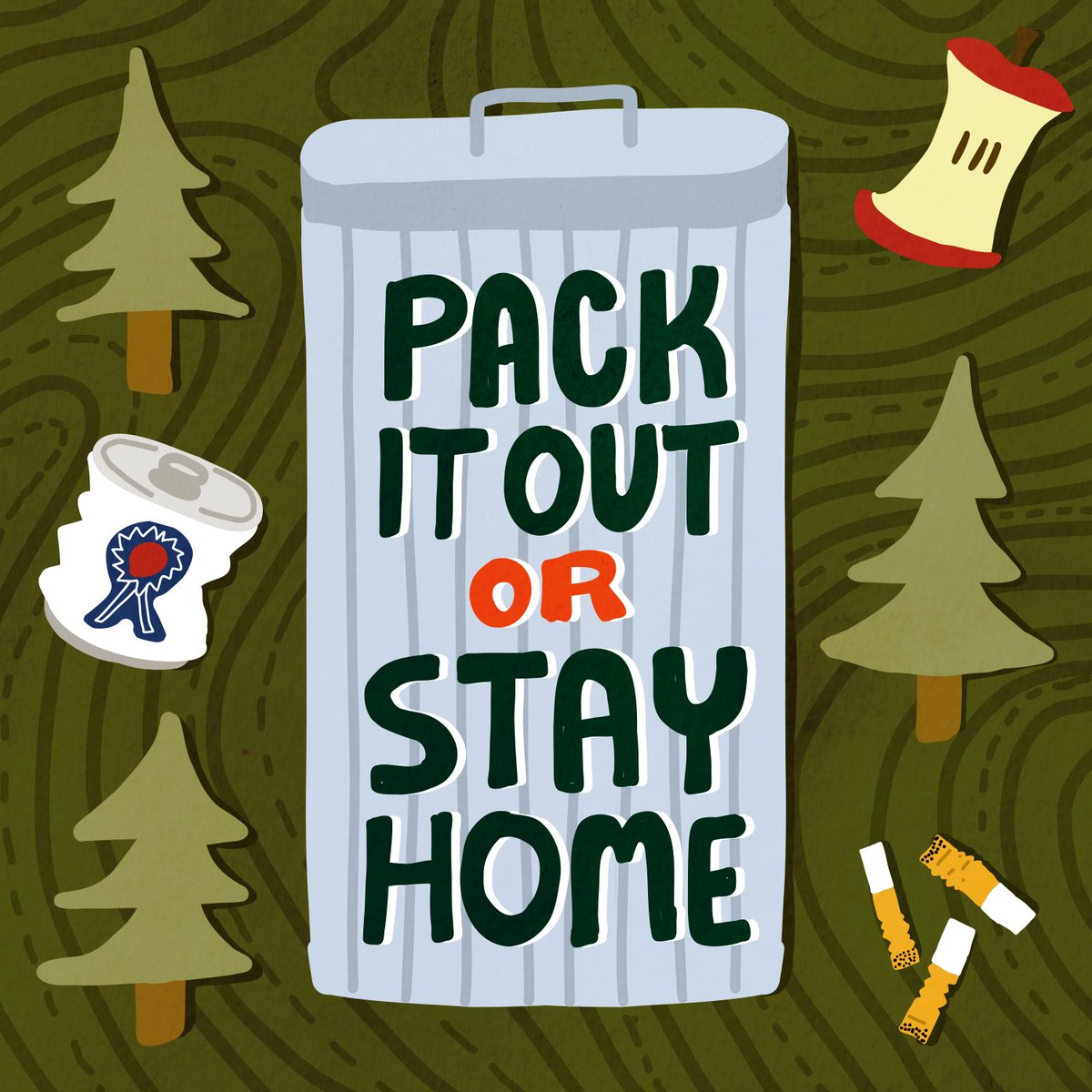 highMTNcreative's tweet photo. Dear people who litter and leave campsites trashed: I don’t want to to pick up your trash anymore. I'm a @leavenotrace small business partner because spreading the word about respecting nature through the #LeaveNoTrace guidelines is really important to me. https://t.co/XdytP45WTa