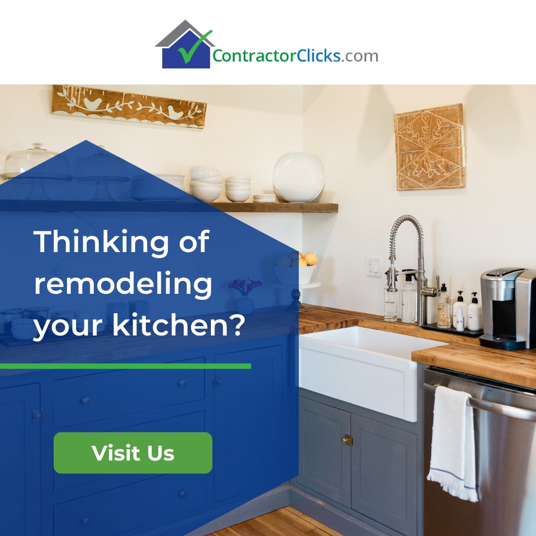 contrctrclicks's tweet photo. Planning a kitchen remodel? 
We at the ContractorClicks help you plan, budget and execute the kitchen of your dreams.

Sign up up for the latest home improvement deals, project inspiration, and more.

#contractorclicks #homeimprovement  #builder https://t.co/9v3XpFR2dv