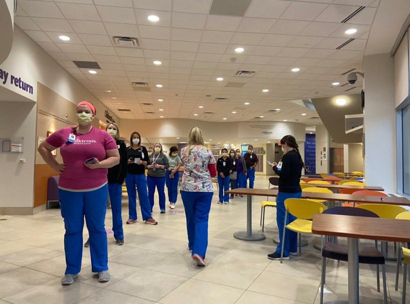 mnnurses's tweet photo. Nurses are fired up and lined up to vote! #Yes2Strike #MNAReady #PatientsBeforeProfits #UnionStrong #1u https://t.co/Y4geA2Ty7E