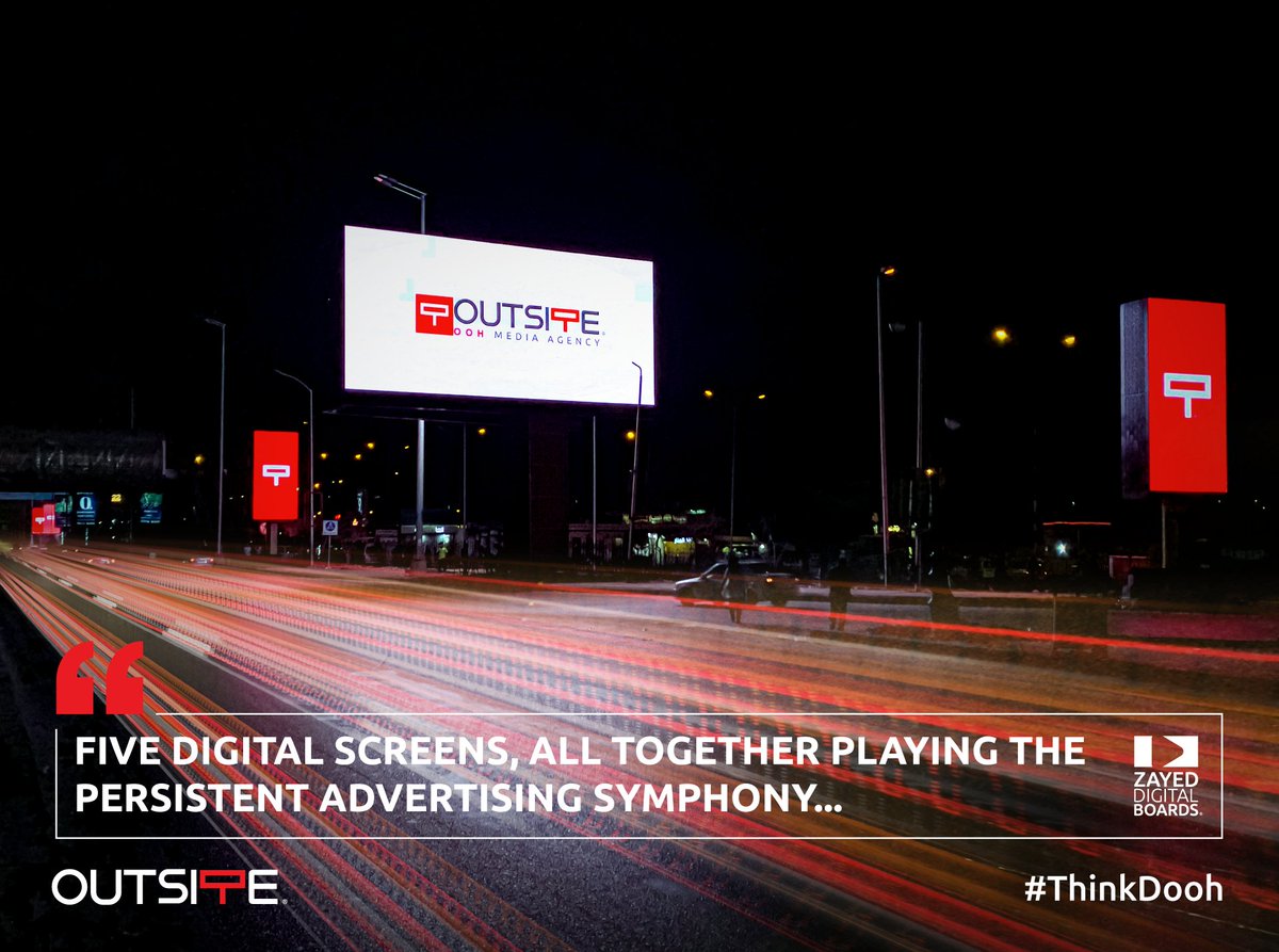 outsiteooh's tweet photo. Five Digital Screens All together playing the persistent advertising symphony 🎼
#ThinkDOOH ▶
#ZayedDigitalBoards
#ThinkOutsiteTheSign
#OutsiteOOH https://t.co/tEmsmRUt4Y