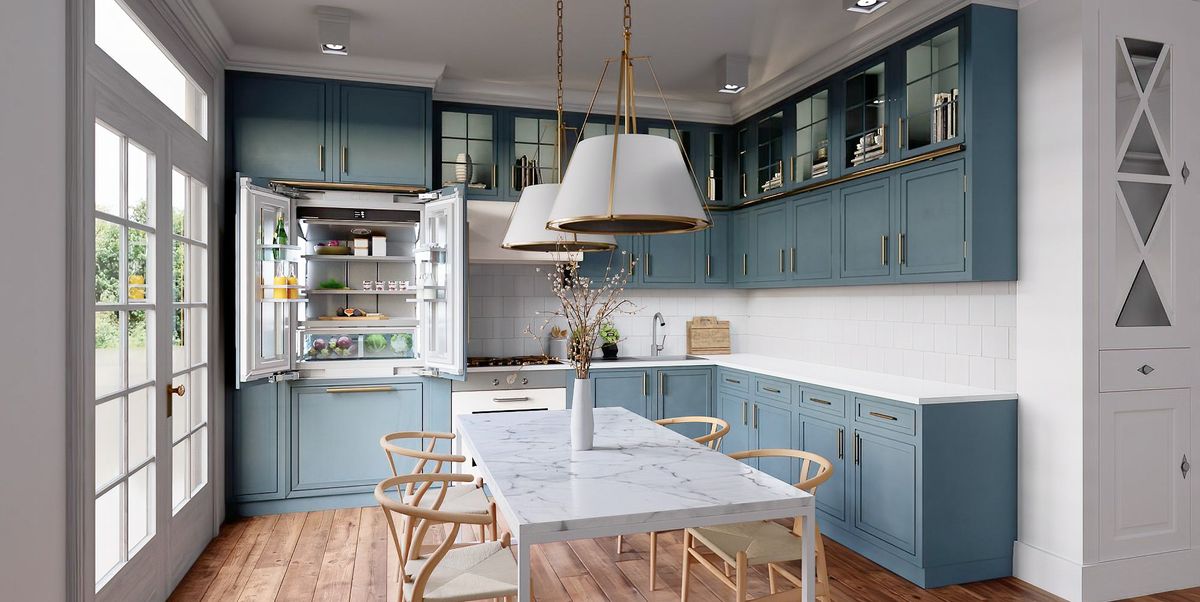 RealtorEldon's tweet photo. For an unexpected color, consider a refrigerator panel in a contrasting shade. #interiordesign #colorpalette  https://t.co/ATVCLmZxZY https://t.co/D2QSJYje21