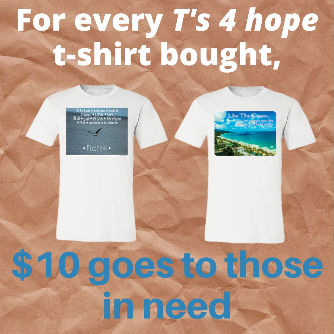 ts4hope3981's tweet photo. For every T’s 4 Hope t-shirt sold, $10.00 will go to help those in need.
https://t.co/rPAxuej0hA
#ts4hope #hopeforthoseinneed #tshirts #fundraiser #helpthoseinneed #bekind #hope #faith #homeless #thoseinneed https://t.co/5PKotiMxs6