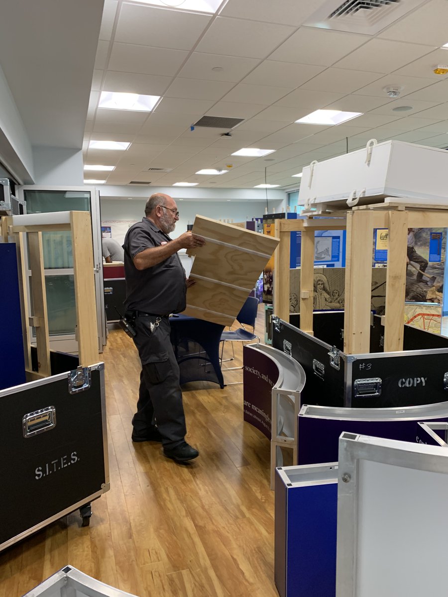 njhumanities's tweet photo. What goes up...must come down! Today our friends at @atlanticcape packed up the @MuseumOnMainSt Voices and Votes exhibit. Thanks to the AC team for a stellar program--next stop on the tour, @BrookdaleCCNews! #voicesvotes #exploredemocracy https://t.co/wCtANJ0n8A