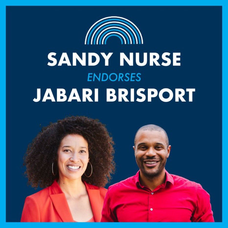 SandyforCouncil's tweet photo. It’s my pleasure to endorse @JabariBrisport! Jabari and I believe in and fight for some wildly “radical” things like: 

-Universal childcare
-Healthcare for all
-Public renewable energy
-Good Cause Eviction 
-Thriving wages for workers

🗳 Vote Jabari by 8/23! https://t.co/aQfpchUsVm