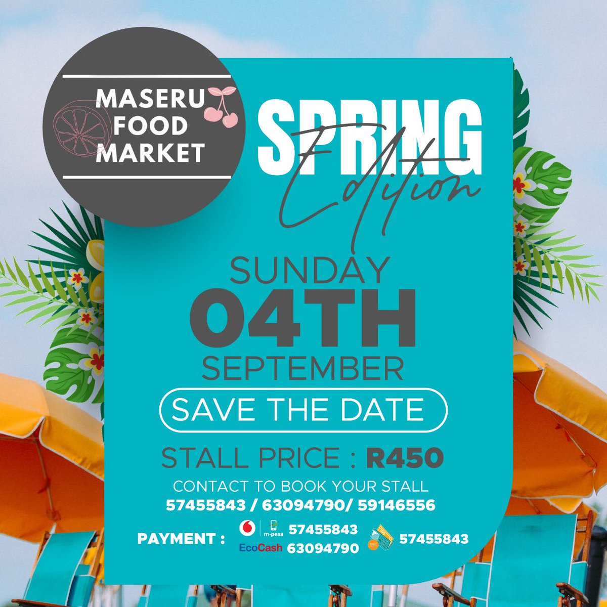 FoodMaseru's tweet image. A few stalls still available!!

Send us a dm or use the number on the poster to book your stall.

Good food. Good Music. Good Vibes ONLY:) will you be joining us? 

#04September22 #MaseruFoodMarket #SaveTheDate #Lstwitter