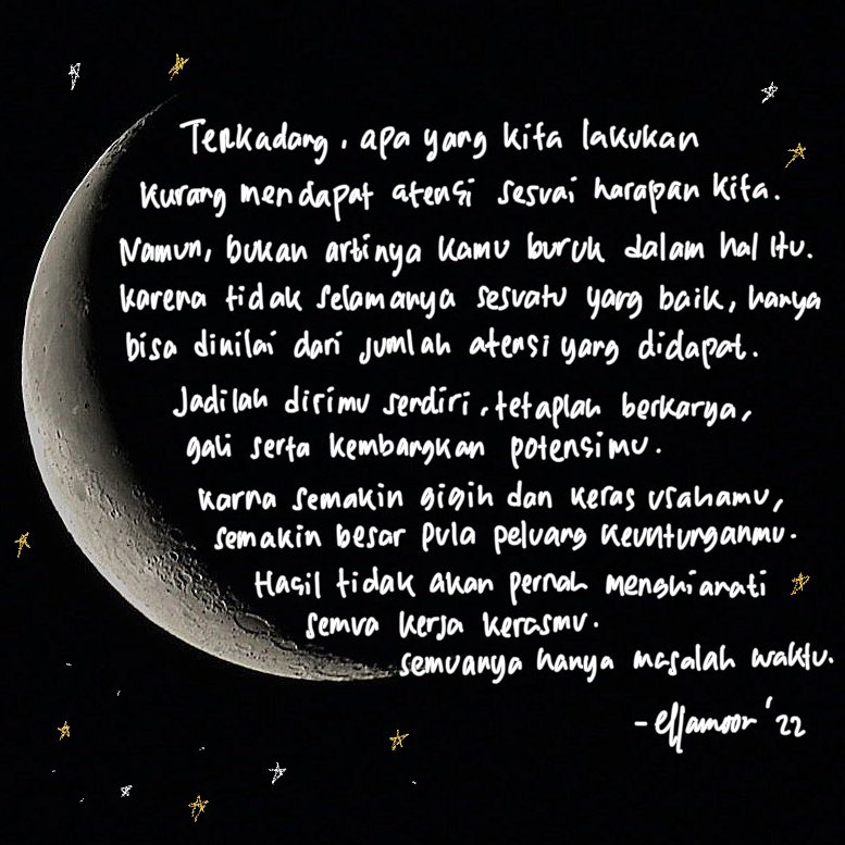 ellamoontime's tweet photo. midnight moon thoughts
— day 6
harapan dan alasan
from, ellamoon
#moonthoughts https://t.co/9BMjpUdy7J