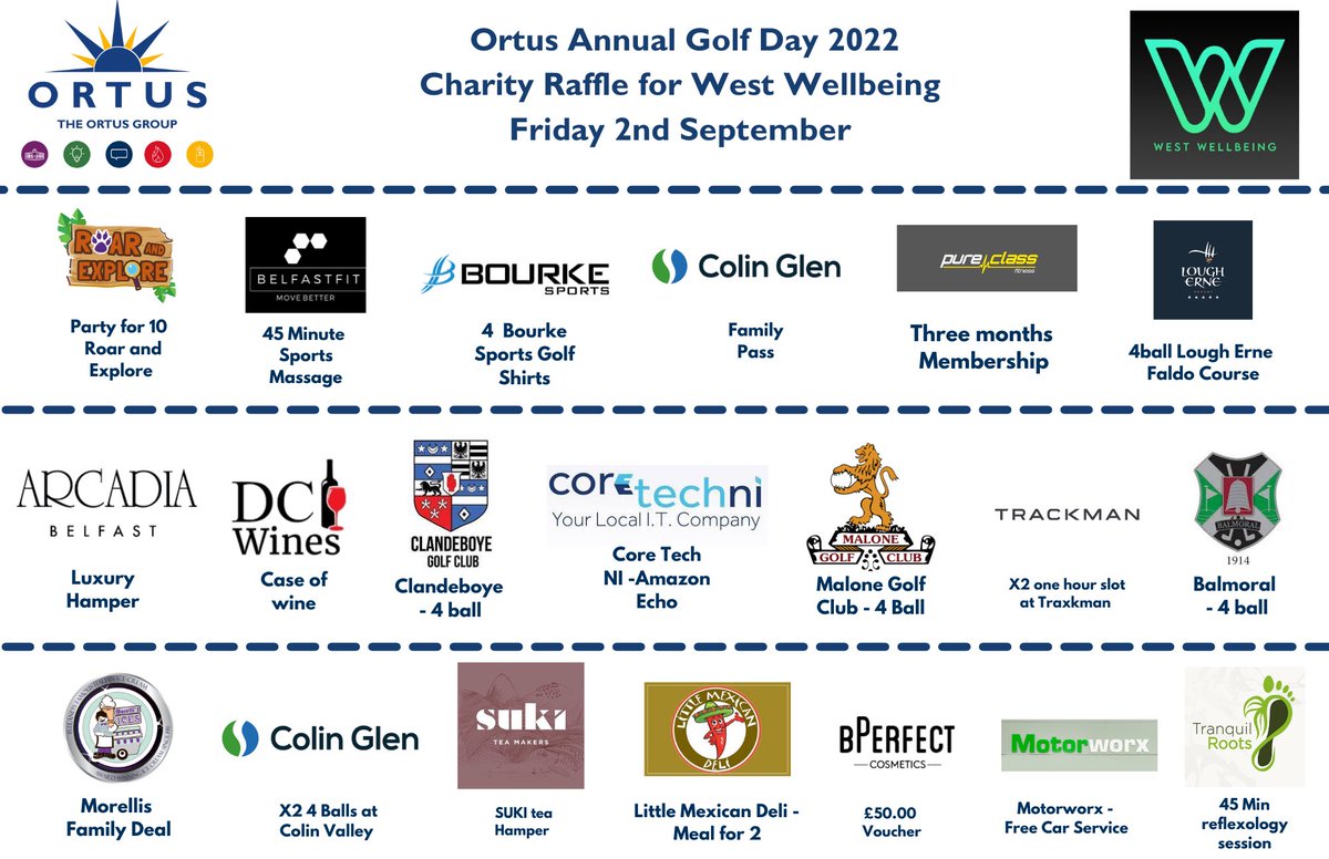 The Ortus Group (@ortusbusiness) on Twitter photo 𝙊𝙧𝙩𝙪𝙨 𝘼𝙣𝙣𝙪𝙖𝙡 𝘾𝙝𝙖𝙧𝙞𝙩𝙮 𝙂𝙤𝙡𝙛 𝘿𝙖𝙮
Our chosen charity partner this year is <a href="/west_wellbeing/">𝗪𝗘𝗦𝗧 𝗪𝗘𝗟𝗟𝗕𝗘𝗜𝗡𝗚 🎗</a> - West Wellbeing helps and supports children, young people and adults with poor mental health.
𝐁𝐮𝐲 𝐓𝐢𝐜𝐤𝐞𝐭𝐬 𝐇𝐞𝐫𝐞: gofundme.com/f/ortus-group-… 𝙊𝙧𝙩𝙪𝙨 𝘼𝙣𝙣𝙪𝙖𝙡 𝘾𝙝𝙖𝙧𝙞𝙩𝙮 𝙂𝙤𝙡𝙛 𝘿𝙖𝙮
Our chosen charity partner this year is <a href="/west_wellbeing/">𝗪𝗘𝗦𝗧 𝗪𝗘𝗟𝗟𝗕𝗘𝗜𝗡𝗚 🎗</a> - West Wellbeing helps and supports children, young people and adults with poor mental health.
𝐁𝐮𝐲 𝐓𝐢𝐜𝐤𝐞𝐭𝐬 𝐇𝐞𝐫𝐞: gofundme.com/f/ortus-group-…