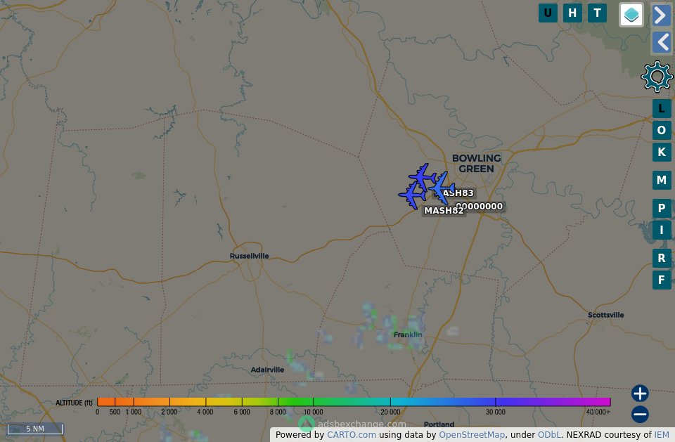 TheIntelFrog's tweet photo. KC-135s #AE048B as MASH83 and #AE04C9 as MASH82 appear to be positioning to refuel B-52 #AE588E over Bowling Green, KY. https://t.co/aWPp5yiOxr