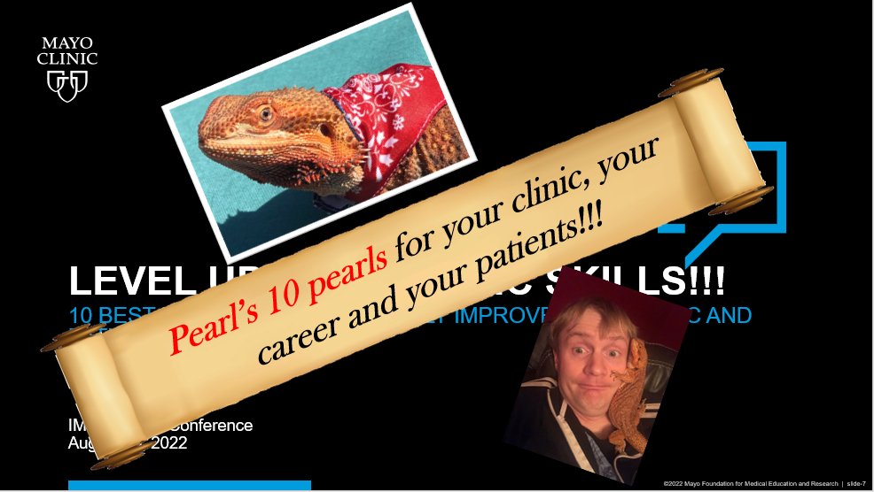Mayo Clinic Internal Medicine Residency Rochester (@mayomn_imres) on Twitter photo Pearl, bearded dragon of our Firm Chief and CIM legend <a href="/HafdahlLuke/">Luke Hafdahl</a>, shared 10 Pearls for resident mastery of outpatient care at noon conference today. Read on for more info! (1/11) Pearl, bearded dragon of our Firm Chief and CIM legend <a href="/HafdahlLuke/">Luke Hafdahl</a>, shared 10 Pearls for resident mastery of outpatient care at noon conference today. Read on for more info! (1/11)