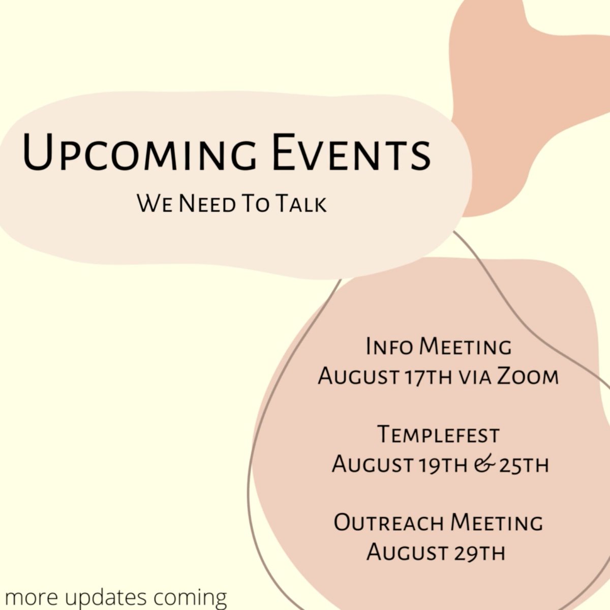 weneed2talktutv's tweet photo. Be sure to stay in the loop! Here are the events we will be attending and hosting this month! email weneedtotalktutv@gmail.com OR dm us for any questions!

#weneedtotalk #rebuilding #comefindus #upcomingevents #templeuniversity #tutv https://t.co/WunJAQEh3x