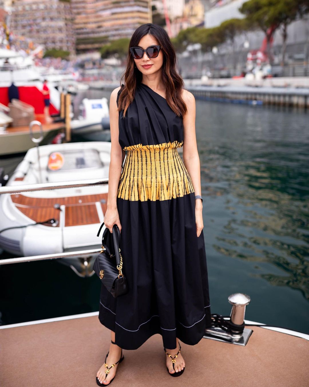 Tory Burch on X: .@gemma_chan wearing our Colorblock Stripe One